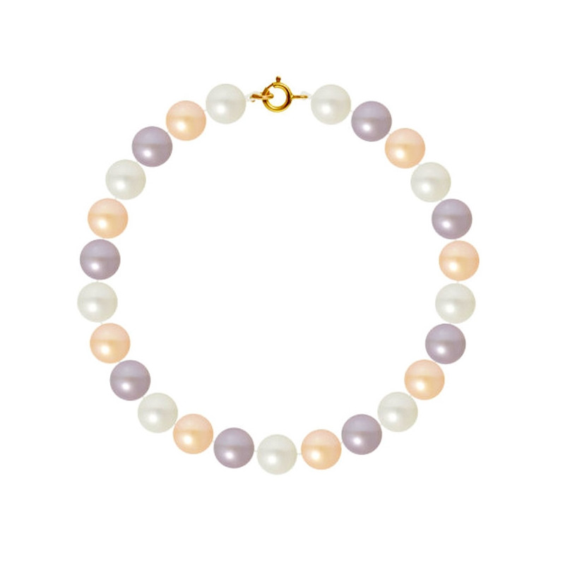 Bracelet Femme Perles de culture d'eau douce Multicolores AA et Fermoir Or jaune 750/1000