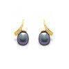Boucles d'Oreilles Perles de Culture Noires, Diamants et Or Jaune 750/1000 - vue V1