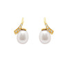 Boucles d'Oreilles Perles de Culture Blanches, Diamants et Or Jaune 750/1000 - vue V1