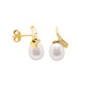 Boucles d'Oreilles Perles de Culture Blanches, Diamants et Or Jaune 750/1000 - vue V2