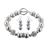 Parure Bracelet et Boucles d'oreilles Perles Argentées, Cristal et Plaqué Rhodium - vue V1