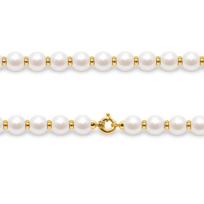 Collier Ras du cou Femme en Perles de culture blanches et Perles en Or Jaune 750/1000
