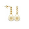 Boucles d'Oreilles Perles de Culture Dorées, Diamants et Or Jaune 750/1000 - vue V1