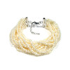 Bracelet Femme Multi Rangs en Perles de culture d'eau douce Blanches et Fermoir en Argent 925/1000 - vue V1