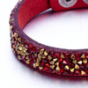 Bracelet orné de Cristaux Rouges et Dorés de Swarovski et Cuir Rouge - vue V3