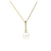 Collier Perle de Culture d'eau douce Blanche, Diamants et Or Jaune 375/1000 - vue V1