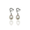 Boucles d'oreilles Femme Coeur en Perles de culture d'eau douce Blanches et Argent 925/1000 - vue V1