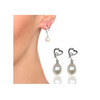 Boucles d'oreilles Femme Coeur en Perles de culture d'eau douce Blanches et Argent 925/1000 - vue V2