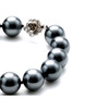 Bracelet en Perles de culture noires et fermoir fleur en Argent 925 - vue V2