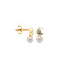 Boucles d'Oreilles Perles de Culture Blanches, Diamants et or jaune 750/1000 - vue V1