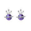 Boucles d'Oreilles Princesse orné de cristaux de Swarovski Violet et Plaqué Or Blanc - vue V1