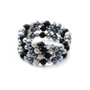 Bracelet 3 Rangs en Perles Noires et Plaqué Rhodium - vue V1