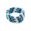 Bracelet 3 Rangs en Perles Bleues et Plaqué Rhodium - vue V1