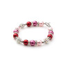 Bracelet 1 Rang en Perles Roses, Cristal et Plaqué Rhodium - vue V1