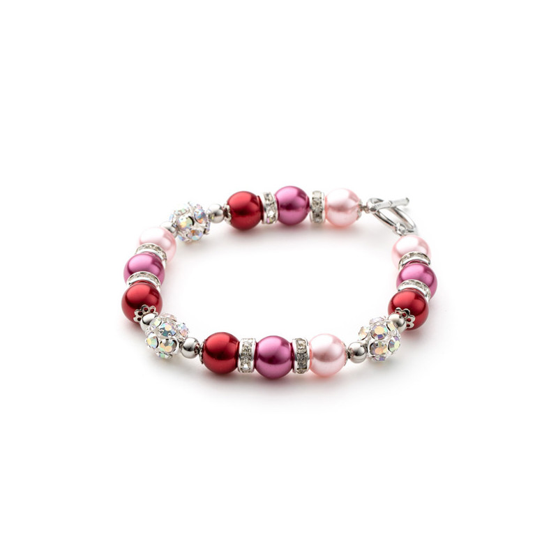 Bracelet 1 Rang en Perles Roses, Cristal et Plaqué Rhodium - vue 3