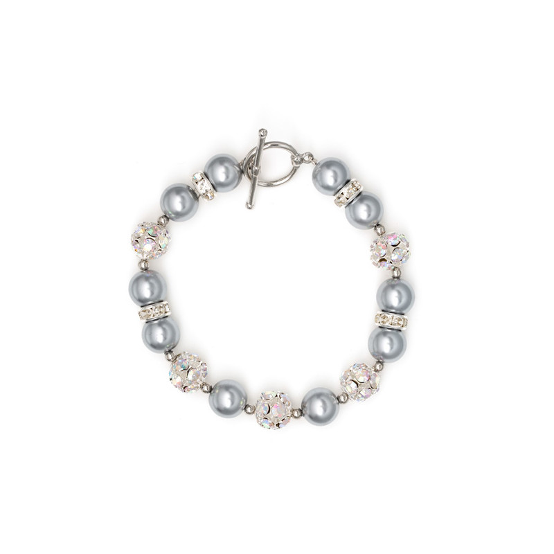 Bracelet 1 Rang en Perles Argent, Cristal et Plaqué Rhodium - vue 2