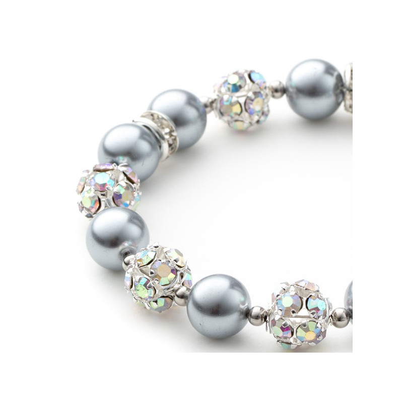 Bracelet 1 Rang en Perles Argent, Cristal et Plaqué Rhodium - vue 4