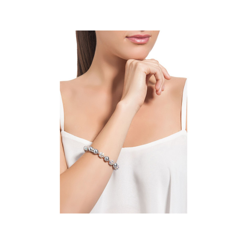 Bracelet 1 Rang en Perles Argent, Cristal et Plaqué Rhodium - vue 5