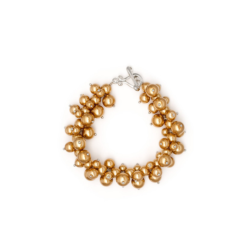 Bracelet Multi Perles Dorées et Plaqué Rhodium - vue 2