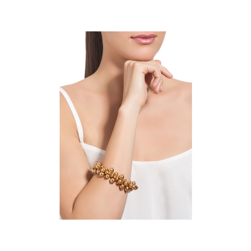 Bracelet Multi Perles Dorées et Plaqué Rhodium - vue 4