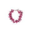 Bracelet Multi Perles Roses et Fushia et Plaqué Rhodium - vue V2