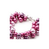 Bracelet Multi Perles Roses et Fushia et Plaqué Rhodium - vue V3