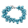 Bracelet Multi Perles Bleues et Plaqué Rhodium - vue V1