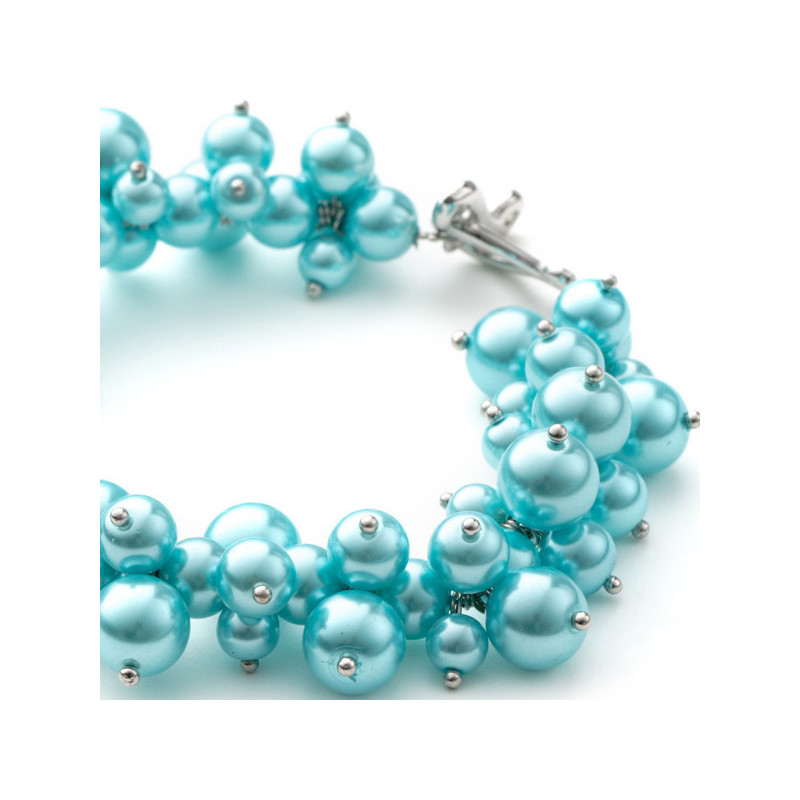 Bracelet Multi Perles Bleu Ciel et Plaqué Rhodium - vue 3