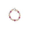Bracelet 1 Rang en Perles Orange et Rose, Cristal et Plaqué Rhodium - vue V2