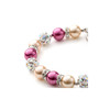 Bracelet 1 Rang en Perles Orange et Rose, Cristal et Plaqué Rhodium - vue V4