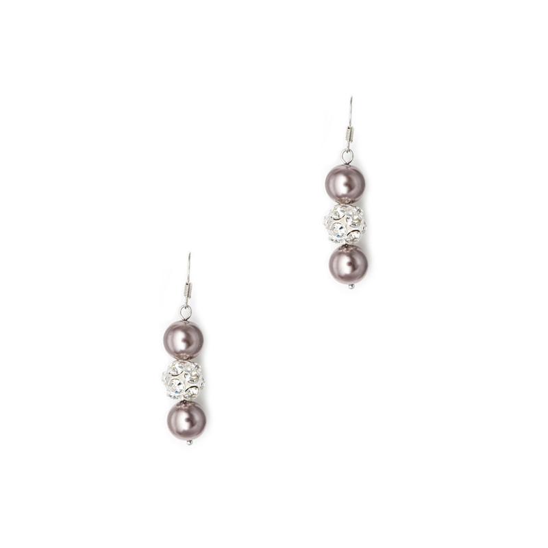 Parure Collier, Bracelet et Boucles d'oreilles Perles Bronze, Cristal et Plaqué Rhodium - vue 4