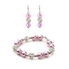 Parure Bracelet et Boucles d'oreilles en Perles Roses, Cristal - vue V1