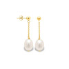 Boucles d'Oreilles Femme Pendantes Perles de Culture Blanche et or jaune 750/1000 - vue V1