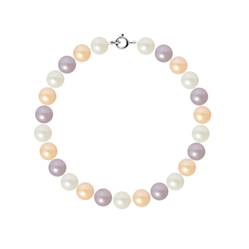 Bracelet Femme Perles de culture d'eau douce Multicolores AA et Fermoir Or Blanc 750/1000