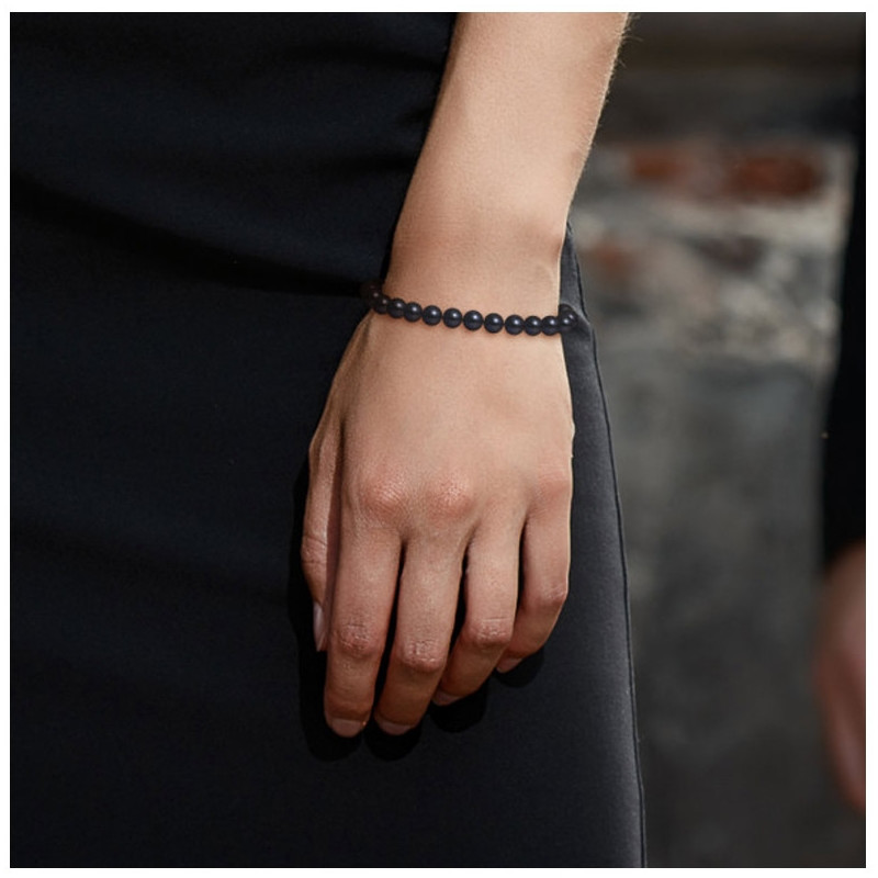 Bracelet Femme Perles de culture d'eau douce Noires AA et Fermoir Or Blanc 750/1000 - vue 2