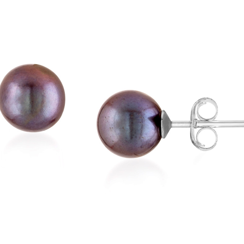 Boucles d'oreilles en Perles de culture Noir AAA et Argent 925 - vue 2