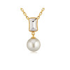 Pendentif Perle orné de cristal de Swarovski Blanc et Plaqué or jaune - vue V1