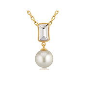 Pendentif Perle orné de cristal de Swarovski Blanc et Plaqué or jaune