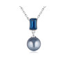 Pendentif Perle orné de cristal de Swarovski Bleu - vue V1