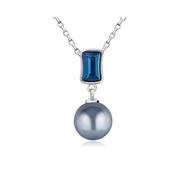 Pendentif Perle orné de cristal de Swarovski Bleu