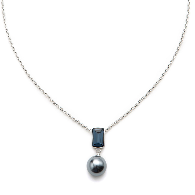 Pendentif Perle orné de cristal de Swarovski Bleu - vue 3