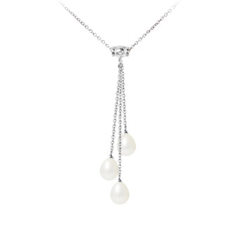 Collier Femme en Argent Massif 925/1000 et 3 Perles de Culture d'eau douce Blanches