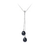 Collier Femme en Argent Massif 925/1000 et 2 Perles de Culture d'eau douce Noires - vue V1