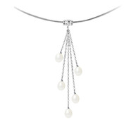 Collier Femme en Argent Massif 925/1000 et 5 Perles de Culture d'eau douce Blanches