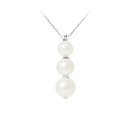 Collier Femme en Argent Massif 925/1000 et 3 Perles de Culture d'eau douce Blanches