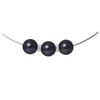 Collier Femme Cable en Argent Massif 925/1000 et 3 Perles de Culture d'eau douce Noires - vue V1