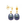 Boucles d'Oreilles Perles de Culture Noires et or jaune 375/1000 - vue V1