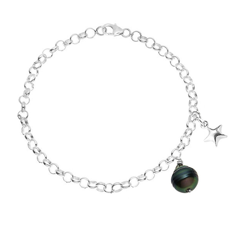 Bracelet Perle de Tahiti et Etoile Argent Massif 925