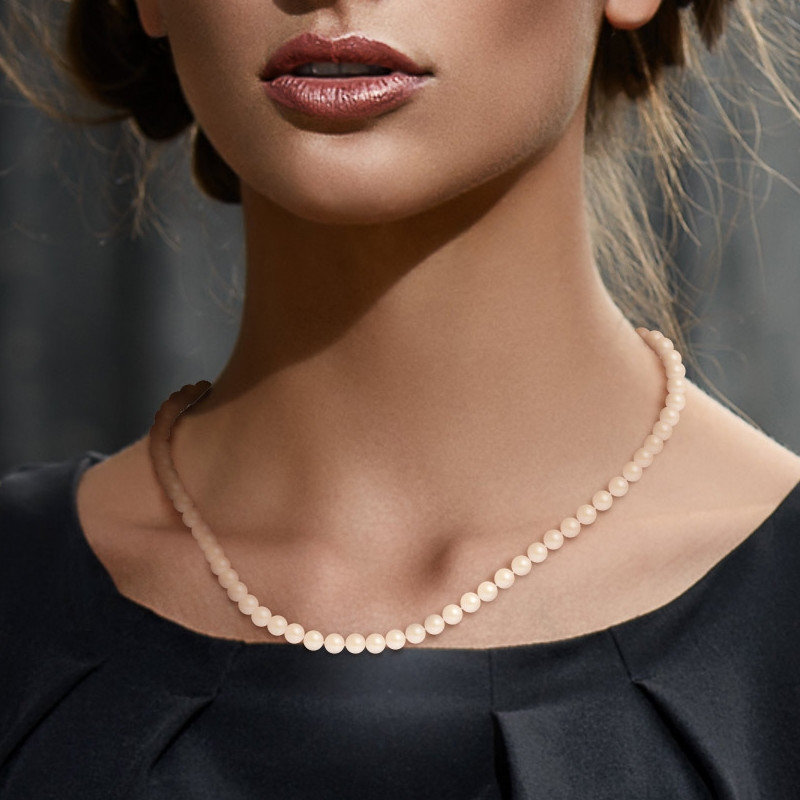 Collier ras du cou Femme Perles de culture d'eau douce Blanches 10 mm AA et Fermoir Or blanc 750/1000 - vue 2
