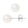 Boucles d'Oreilles Perles de Culture d'eau douce Blanches 7.5 mm et or Blanc 750/1000 - vue V2